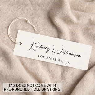 Chic etikett med signaturskript hängande tagg mini visitkort