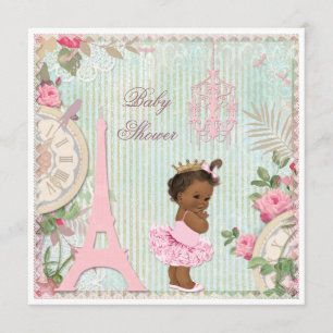 Chic etnisk Paris Princess i Tutubaby shower Inbjudningar