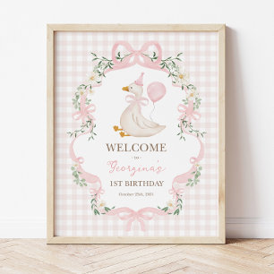 Chic Ett Fånig går Rosa Ballon Birthday Välkommen Poster