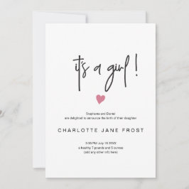 Chic ett litet Rosa Heart för ungdom Inbjudningar