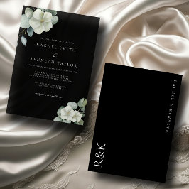 Chic Eucalyptus Black & White Minimalist Bröllop Inbjudningar