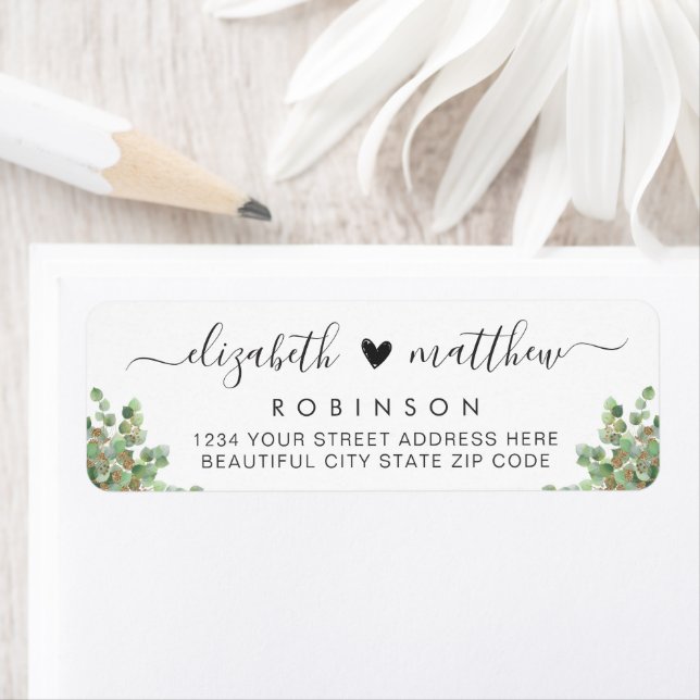 Chic Eucalyptus Bröllop Return-adressetikett Returadress Etikett (Insitu)