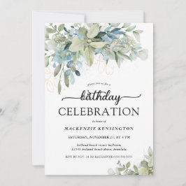 Chic Eucalyptus Greenery Birthday Celebration Inbjudningar