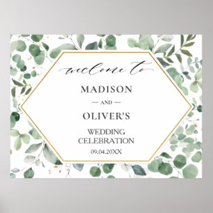 Chic Eucalyptus Greenery Bröllop Välkomstskylt Poster