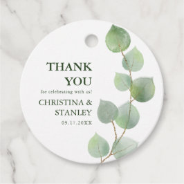 Chic Eucalyptus Greenery & Guld Tack Gåvor Etiketter