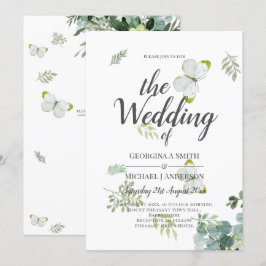 Chic Eucalyptus Greenery Lövs Emerald Bröllop Inbjudningar