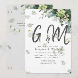 Chic Eucalyptus Greenery Lövs Emerald Bröllop Inbjudningar