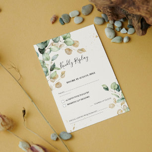 Chic Eucalyptus Löv med Guld Accents Bröllop OSA Kort