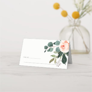 Chic Eucalyptus Ro Rosa Blommigt Bröllop Placeringskort