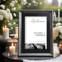 Chic Extra Minimalist Black & White Photo Wedding 