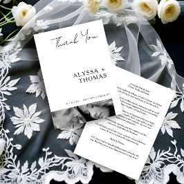 Chic Extra Minimalist Black & White Photo Wedding Tack Kort