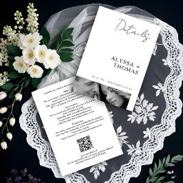 Chic Extra Minimalist Black & White Photo Wedding Tilläggskort