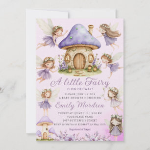 Chic Fairy Lila Söt Blommigt Garden Baby Shower Inbjudningar