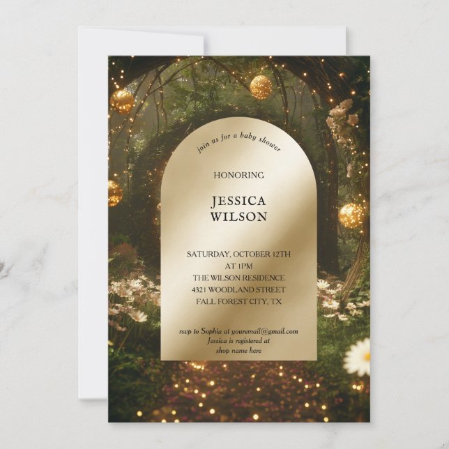 Chic Fairy Tale Enchanted Forest Baby Shower Inbjudningar (Framsida)