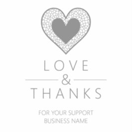 Chic Fake Grey Heart Lace Effect Thanks Supporting Klistermärken