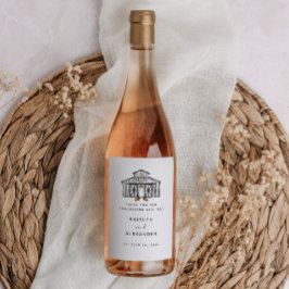 Chic Fall Barn med Pumpkins Bröllop Vinflaska Etikett