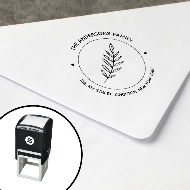 Chic familj Botanisk rund blad Självfärgande Stämpel (Skapare uppladdad)
