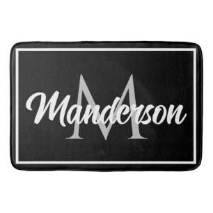 Chic Family Monogram Välkommen Mat Black White Grå Badrumsmatta