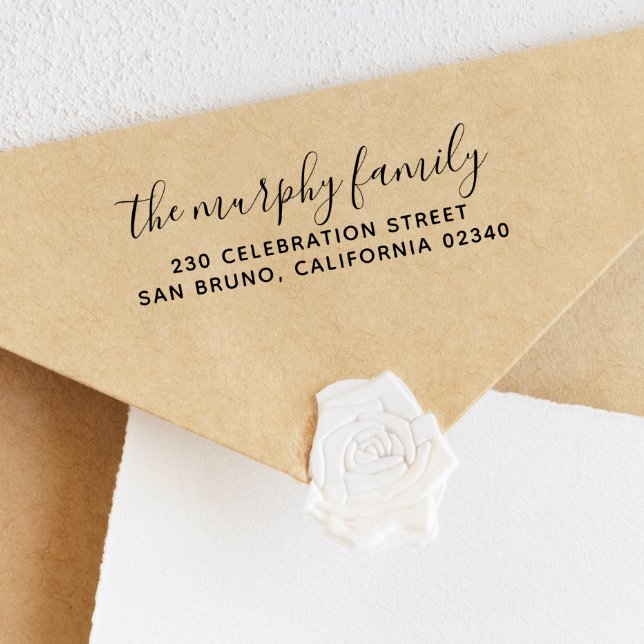 Chic Family Namn och enkel Returadress Stämpel (Rubber Stamp Mock-up)