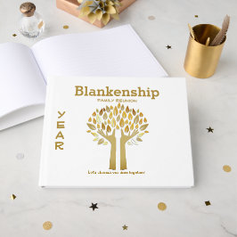 Chic Family Reunion Händer Up Träd Löv Anpassnings Gästböcker