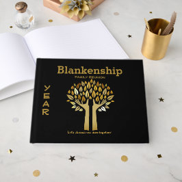 Chic Family Reunion Händer Up Träd Löv Anpassnings Gästböcker