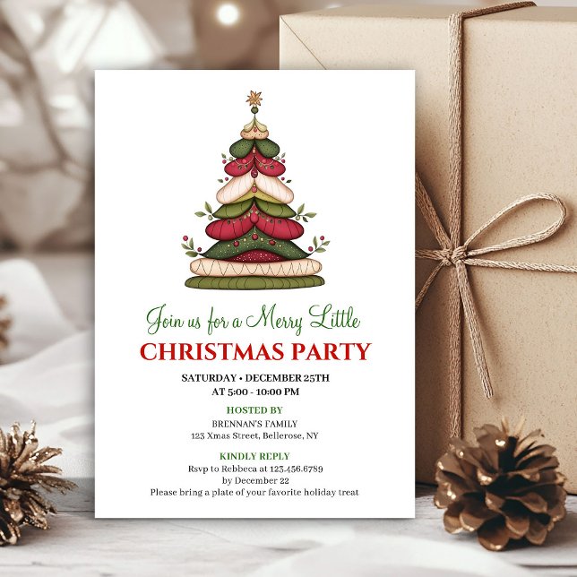 Chic fantasifull julgran vinterfest inbjudan (Chic whimsical Christmas tree winter party invite)
