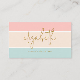 Chic Färg Block Pastel Rosa Gult Blue Rand Visitkort
