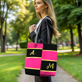 Chic Färg Block rosa Monogram Tygkasse