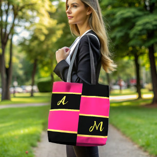Chic Färg Block rosa Monogram Tygkasse