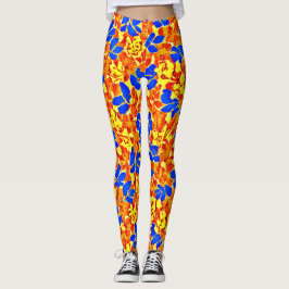 Chic Färg Burst Foliage Mönster Leggings