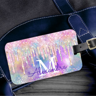 Chic, färgad enmajsdropp glitter monogram bagagebricka