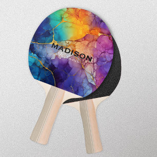 Chic, färgad faux marbling monogram guld glitter pingisracket
