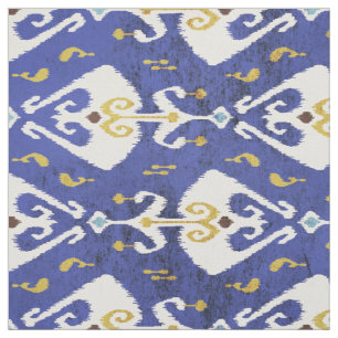 Chic - färgad naby blue ikat-stammen mönster tyg