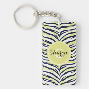 Chic, färgad svart & gult zebra tryck monogram