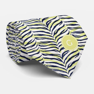 Chic, färgad svart & gult zebra tryck monogram slips