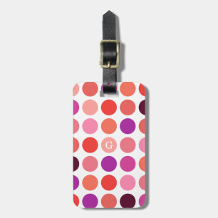 Chic färgämnet polka dots mönster monogram bagagebricka