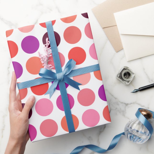 Chic färgämnet polka dots mönster monogram presentpapper (Gåvor)