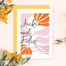 Chic Färgfull Abstrakt Blommigt Retro Bröllop Inbjudningar
