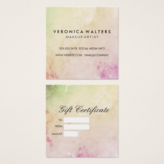 Chic Färggenomsökning Fyrkantigt Visitkort (Framsida & baksida)