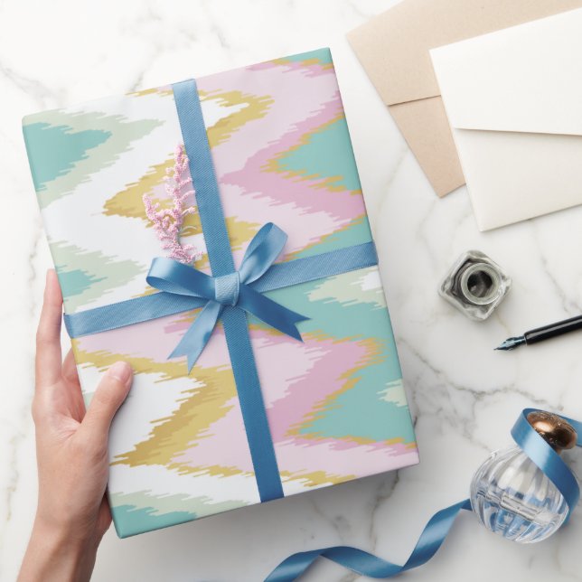 Chic, färglös brud ikat stamchevron mönster presentpapper (Gåvor)