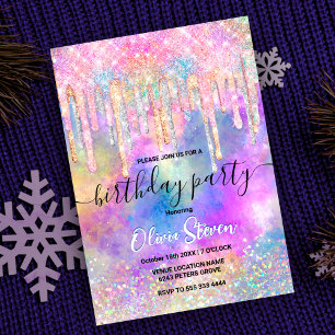 Chic färglös enmajsdropp glitter inbjudningar