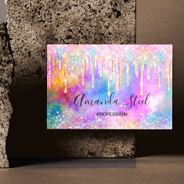 Chic färglös enmajsdropp glitter visitkort