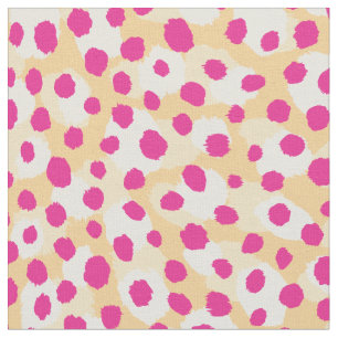 Chic färglös gult rosa cheetah print polka dots tyg