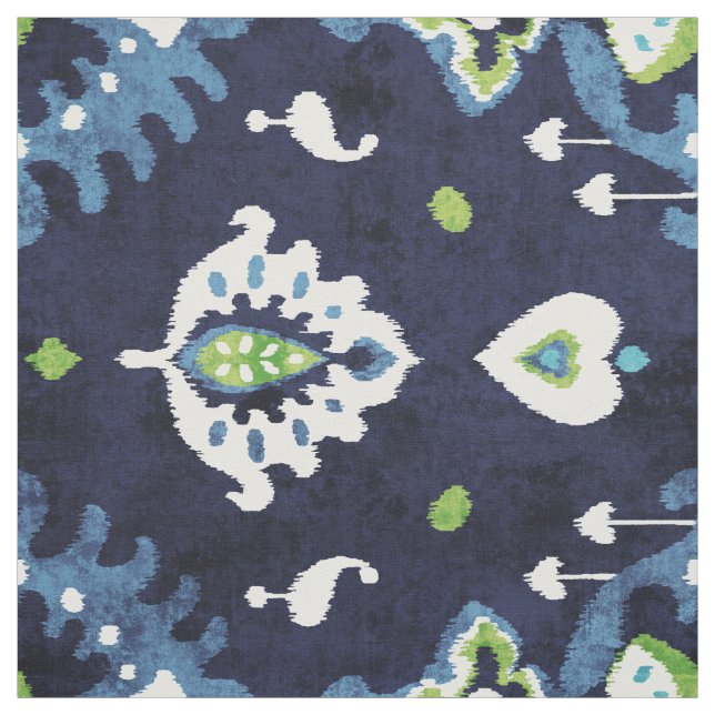 Chic färglös naby blue ikat tribal mönster tyg (Provkarta)