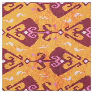 Chic färglös orange ikat stam mönster tyg