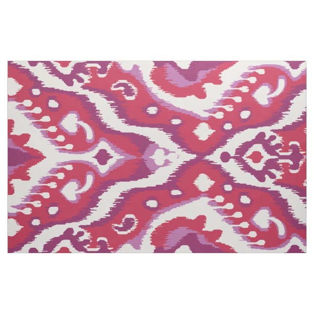 Chic färglöst rött och lila ikat stam mönster tyg (Fat Quarter)