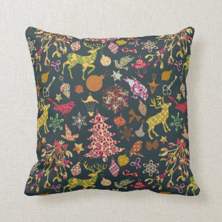 Chic färgrik festlig Patchworkblommigtdamast Kudde