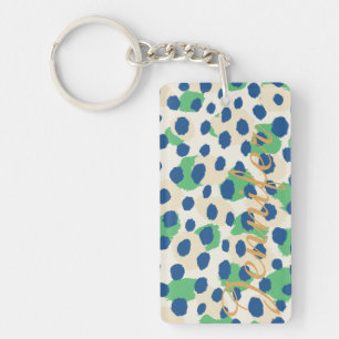 Chic färgrik grön monogram för blåttcheetahtryck