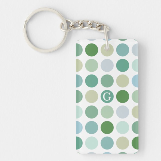 Chic färgrik grön polka dotsmönstermonogram (Framsidan)
