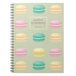 Chic färgrik grönt för franskMacaron mönster Anteckningsbok Med Spiral